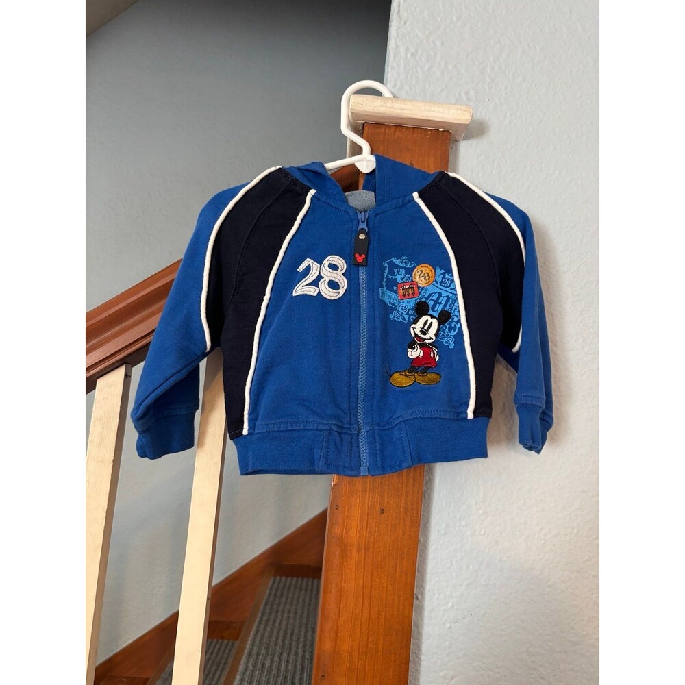 Baby Mickey Mouse Zip Up Hoodie sweatshirt jacket 28 vtg y2k 12 mths embroidered